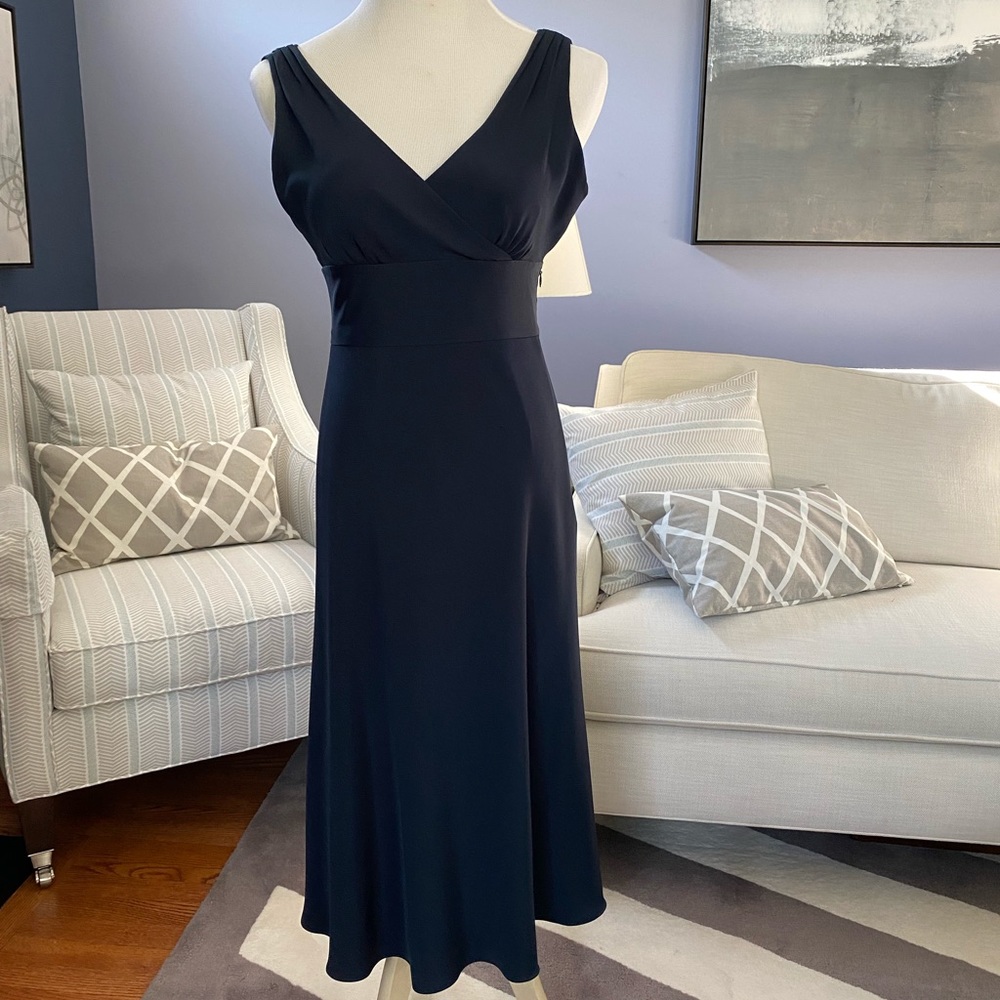 NWT J Crew Navy silk dress sz 2